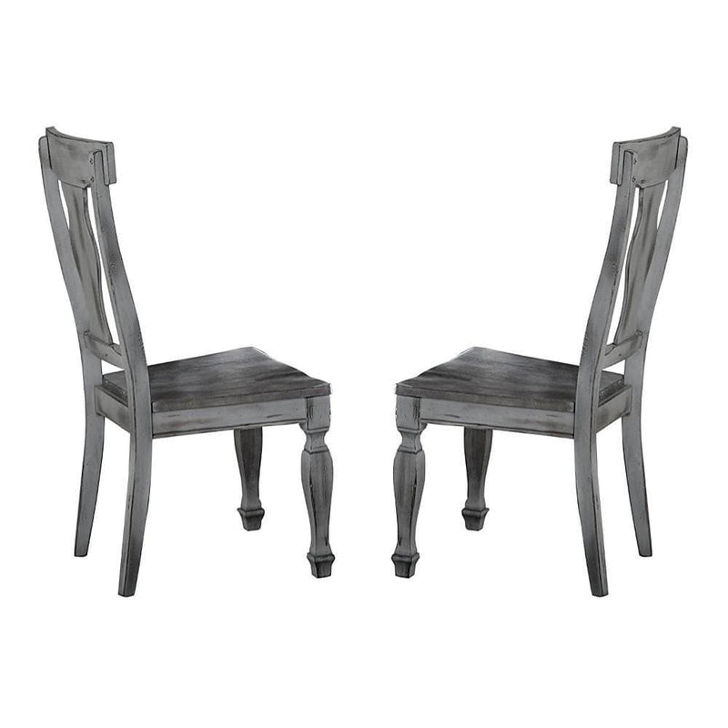 Wood Side Chair With Urn Backs, Set of 2, Gray-Dining Chairs-Gray-Wood-JadeMoghul Inc.