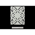 Wood Wide Rectangular Filigree Ornament on Rectangular Stand, White-Home Accent-White-Wood-JadeMoghul Inc.