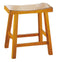 Wooden 18" Counter Height Stool with Saddle Seat, Oak Brown, Set Of 2-Bar Stools and Counter Stools-Brown-Wood-JadeMoghul Inc.