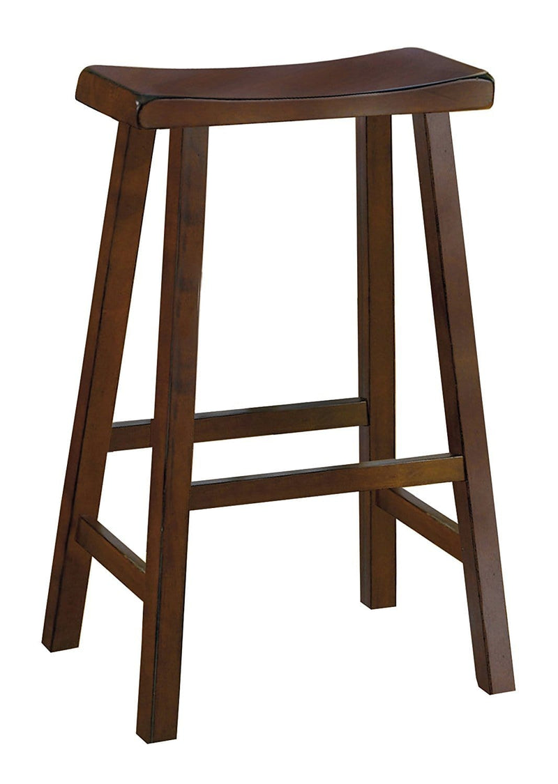 Wooden 29" Counter Height Stool with Saddle Seat, Warm Cherry Brown, Set Of 2-Bar Stools and Counter Stools-Brown-Wood-JadeMoghul Inc.