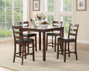Wooden 5 Pieces Counter Height Dining Set In Brown-Dining Sets-Brown-MDF with Birch VeneerRubber Wood-JadeMoghul Inc.