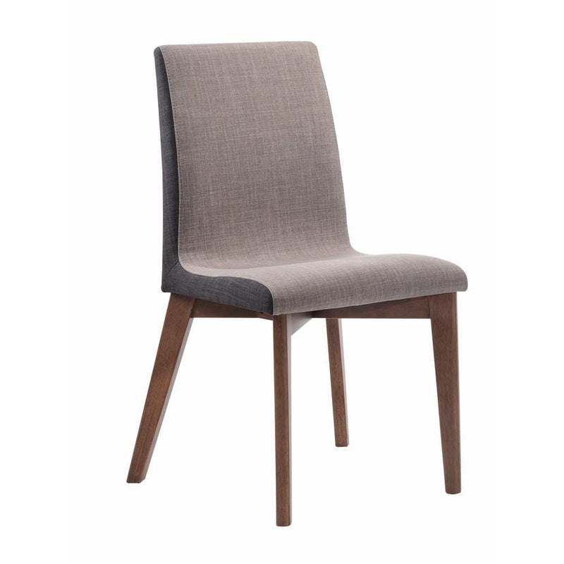 Wooden Armless Dining Side Chair, Gray & Walnut Brown, Set of 2-Dining Chairs-Gray & Brown-Wood & Fabric-JadeMoghul Inc.