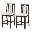 Wooden Armless High Chair, Brown & Ebony White, Set of 2-High Chairs and Booster Seats-Brown & White-Rubber Wood-JadeMoghul Inc.