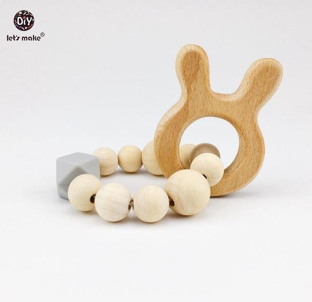 Wooden Baby Bracelet Animal Shaped Jewelry Teething For Baby Organic Wood Silicone Beads Baby Rattle Stroller Accessories Toys-6-JadeMoghul Inc.