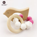 Wooden Baby Bracelet Animal Shaped Jewelry Teething For Baby Organic Wood Silicone Beads Baby Rattle Stroller Accessories Toys