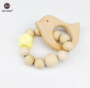 Wooden Baby Bracelet Animal Shaped Jewelry Teething For Baby Organic Wood Silicone Beads Baby Rattle Stroller Accessories Toys