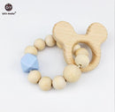 Wooden Baby Bracelet Animal Shaped Jewelry Teething For Baby Organic Wood Silicone Beads Baby Rattle Stroller Accessories Toys