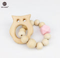 Wooden Baby Bracelet Animal Shaped Jewelry Teething For Baby Organic Wood Silicone Beads Baby Rattle Stroller Accessories Toys