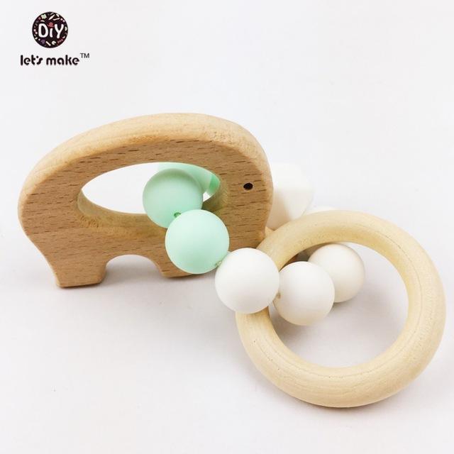 Wooden Baby Bracelet Animal Shaped Jewelry Teething For Baby Organic Wood Silicone Beads Baby Rattle Stroller Accessories Toys-elephant-JadeMoghul Inc.