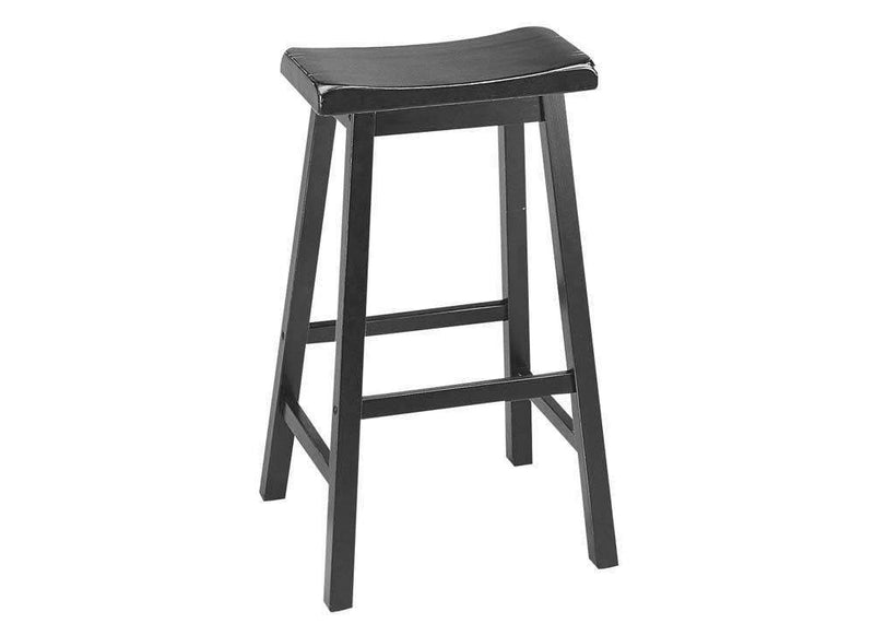 Wooden Bar Height Stools With Saddle Seat, Black (Set of 2)-Bar Stools & Tables-Black-Wood-JadeMoghul Inc.