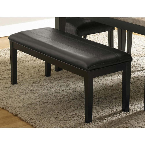 Wooden Bench With Padded Leatherette Seat, Dark Espresso Brown-Accent and Storage Benches-Brown-Wood Leatherette-JadeMoghul Inc.