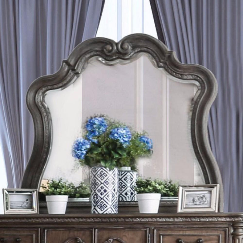 Wooden Beveled Mirror, Gray-Wall Mirrors-Gray-Wood-JadeMoghul Inc.