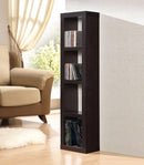Wooden Bookcase Or CD/DVD Unit, Espresso Brown-Book Cases-Espresso Brown-PU Paper PB Hollow Board-JadeMoghul Inc.