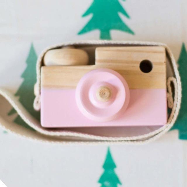 Wooden Camera Cute Mini  Toys Safe Natural for Baby Children Fashion Clothing Accessory Blue Pink White Birthday Christmas Gifts