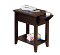 Wooden Chairside Table With Two Cup Holders, Red Cocoa Brown-Tables-Brown-Wood-JadeMoghul Inc.