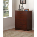 Wooden Chest With 4 Drawers, Dark Cherry Brown-Storage Chests-Brown-Wood-JadeMoghul Inc.