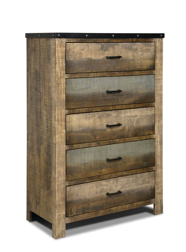 Wooden Chest with Rough-Sawn Design & Rivet Banding, Brown-Bedroom Furniture-Brown-Wood-JadeMoghul Inc.