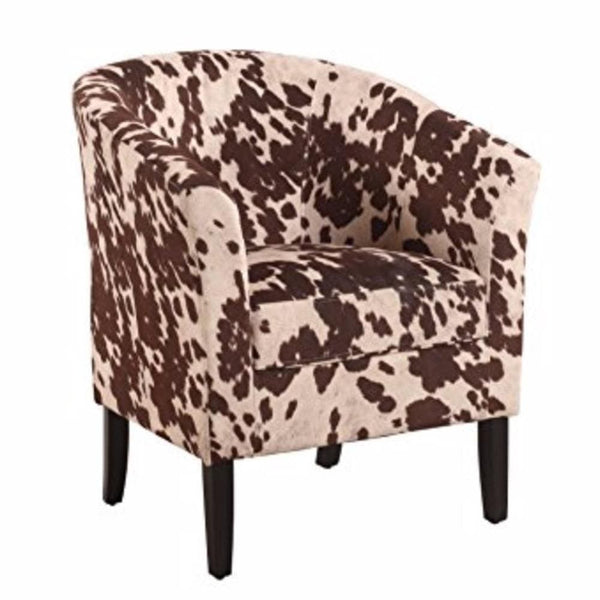 Wooden Club Chair with Faux Leather Upholstery, White and Brown-Accent Chairs-White and Brown-Rubberwood, Plywood and Faux Leather-JadeMoghul Inc.