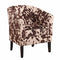 Wooden Club Chair with Faux Leather Upholstery, White and Brown-Accent Chairs-White and Brown-Rubberwood, Plywood and Faux Leather-JadeMoghul Inc.