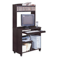 Wooden Computer Cart With Casters, Red Cocoa Brown-Carts-Dark Brown-MDF Wood-JadeMoghul Inc.