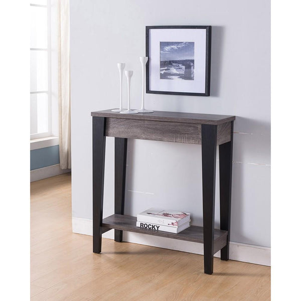 Wooden Console Table With Bottom Shelf, Black And Gray-Console Tables-Black And Gray-Wood-JadeMoghul Inc.