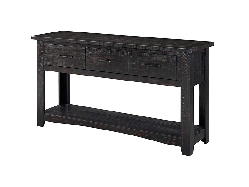 Wooden Console Table With Three Drawers, Antique Black-Console Tables-Black-Pine-JadeMoghul Inc.