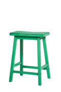 Wooden Counter Height Stool (Set-2), Antique Green-Accent and Garden Stools-Antiqued Green-Rbw-JadeMoghul Inc.