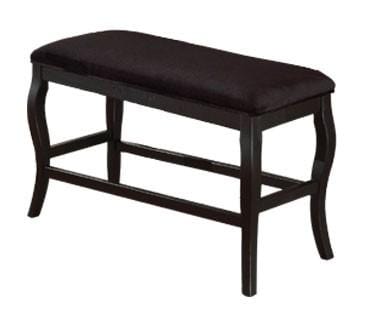 Wooden Cushioned Bench with curvy legs, Black-Accent and Storage Benches-Black-Wood-JadeMoghul Inc.