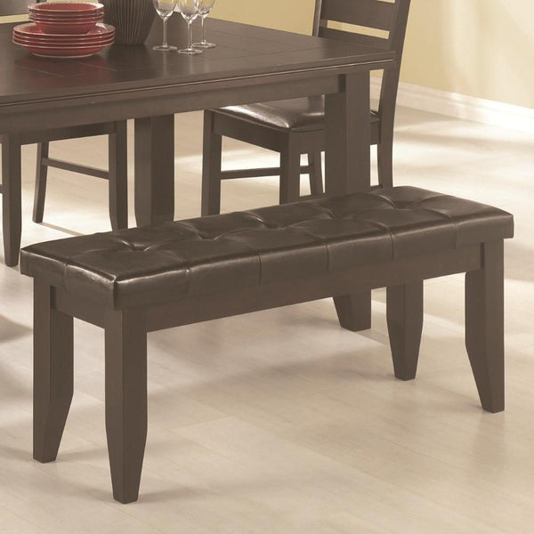 Wooden Dining Bench, Cappuccino Brown-Dining Benches-Brown-Wood & Leather-JadeMoghul Inc.