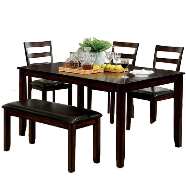 Wooden Dining Table Set Of 6, Cherry Brown-Dining Tables-Brown-Solid Wood, Wood Veneer, Others-JadeMoghul Inc.