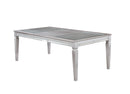 Wooden Dining Table With Beveled Mirror Insert, Silver and Clear-Dining Tables-Silver and clear-Wood and Glass-JadeMoghul Inc.