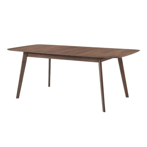 Wooden Dining Table With Round Corners, Walnut Brown-Dining Tables-Brown-Wood-JadeMoghul Inc.