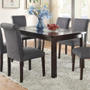 Wooden Dining Table With Tempered Glass Top, Brown-Dining Tables-Brown-top Pine Wood MDF with Birch veneer-JadeMoghul Inc.