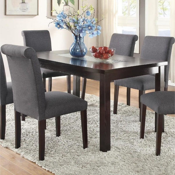 Wooden Dining Table With Tempered Glass Top, Brown-Dining Tables-Brown-top Pine Wood MDF with Birch veneer-JadeMoghul Inc.