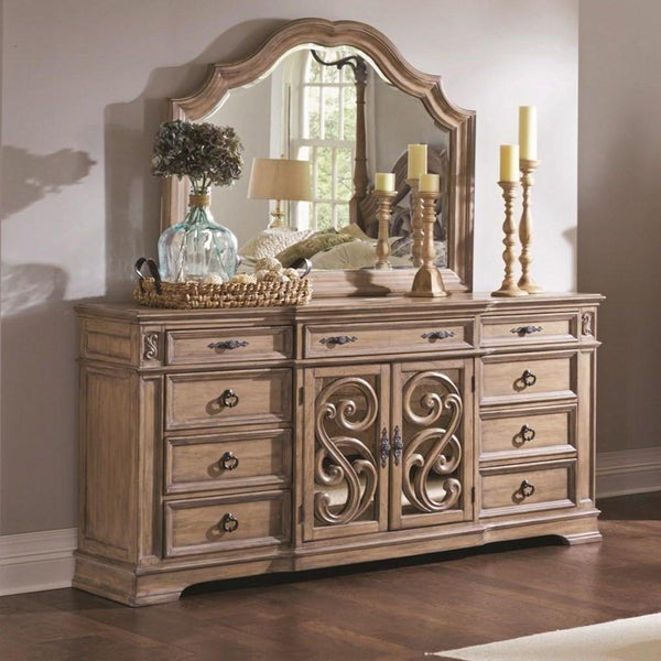 Wooden Dresser with Traditional Design, Brown-Bedroom Furniture-Brown-Wood-JadeMoghul Inc.