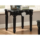 Wooden End Table With Contrast Carved Motif Turned Legs, Black-Side and End Tables-Black-Wood-JadeMoghul Inc.