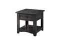 Wooden End Table With Drawer & Shelf, Antique Black-End Tables-Black-Pine-JadeMoghul Inc.