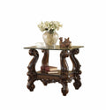 Wooden End Table With Glass Top in Cherry Oak Brown-Side & End Tables-Brown-Wood and Glass-JadeMoghul Inc.