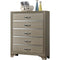 Wooden Five Drawer Chest With Bracket Legs, Champagne-Cabinet and Storage Chests-Gold-Wood-JadeMoghul Inc.