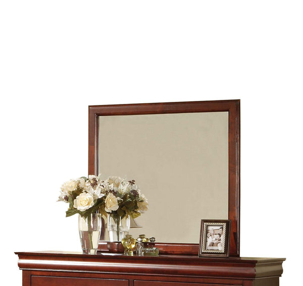 Wooden Frame Mirror , Cherry Brown-Wall Mirrors-Brown-Wood-JadeMoghul Inc.