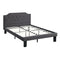 Wooden Full Bed With Button Tufted Headboard, Ash Black-Panel Beds-Black-Pine Wood Metal Stretchers Plastic Leg-JadeMoghul Inc.