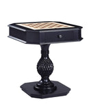 Wooden Game Table with Drawer and Reversible Game Tray, Black-Accent Tables-Black-Engineered Wood-JadeMoghul Inc.