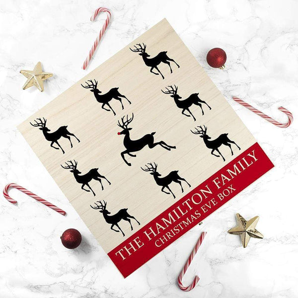 Wooden Gifts & Accessories Christmas Gifts Personalised Reindeer Family Christmas Eve Box Treat Gifts