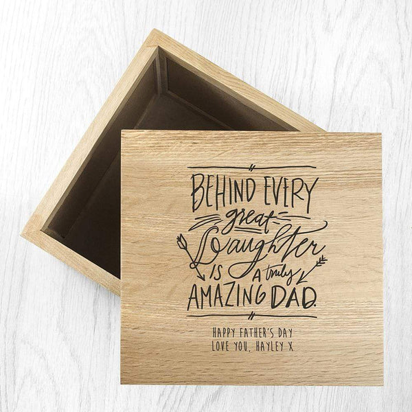 Wooden Gifts & Accessories Personalised A Truly Amazing Dad Oak Photo Keepsake Box Treat Gifts