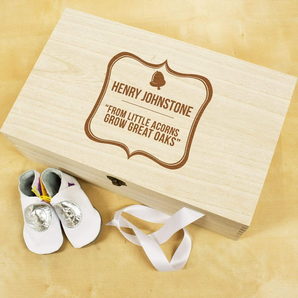 Wooden Gifts & Accessories Personalised Baby Gifts - Baby Acorn Sentiment Keepsake Box Treat Gifts