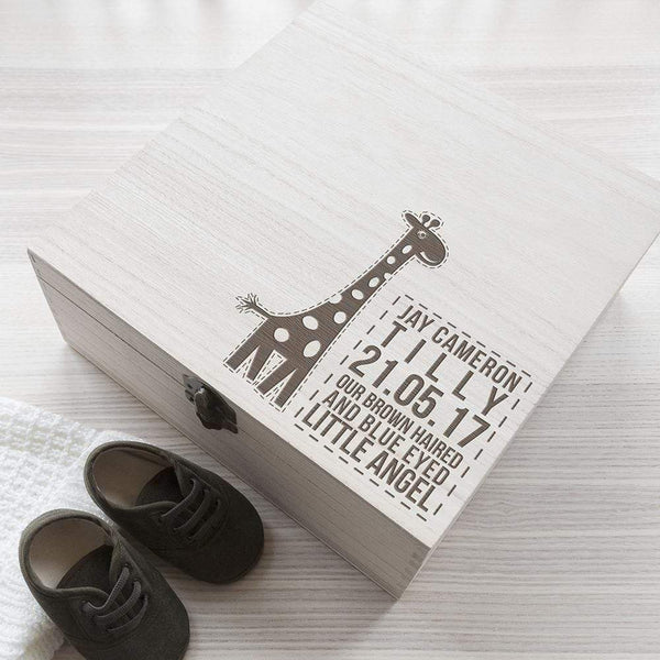 Wooden Gifts & Accessories Personalised Baby Gifts - Baby Giraffe Keepsake Box Treat Gifts