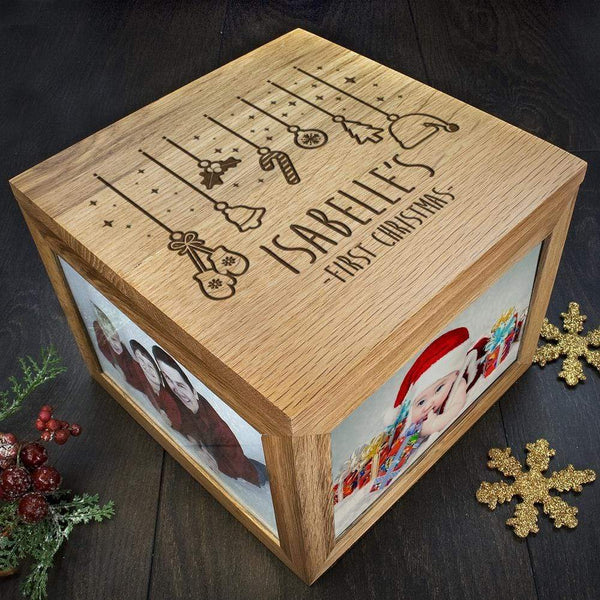 Wooden Gifts & Accessories Personalised Baby Gifts - Baby 's  First Christmas Memory Box Treat Gifts
