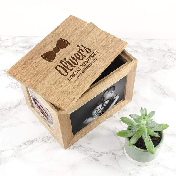 Wooden Gifts & Accessories Personalised Baby Gifts - Baby 's  Special Memories Midi Oak Photo Cube Keepsake Box Treat Gifts
