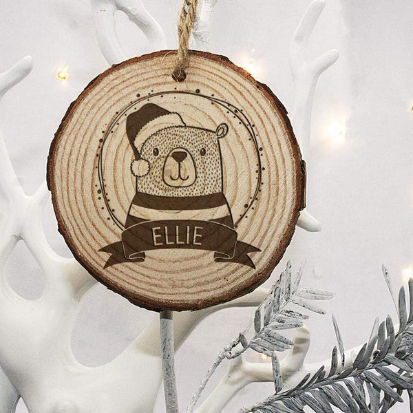 Wooden Gifts & Accessories Personalised Christmas Gifts - Woodland Bear Christmas Tree Decoration Treat Gifts