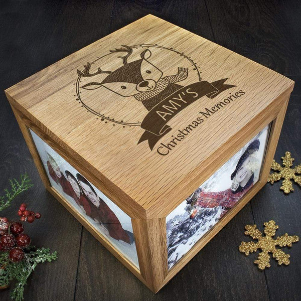 Wooden Gifts & Accessories Personalised Christmas Gifts - Woodland Reindeer Christmas Memory Box Treat Gifts